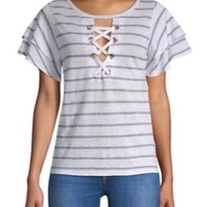 Generation Love Kiki Lace-Up Striped Tee NWT